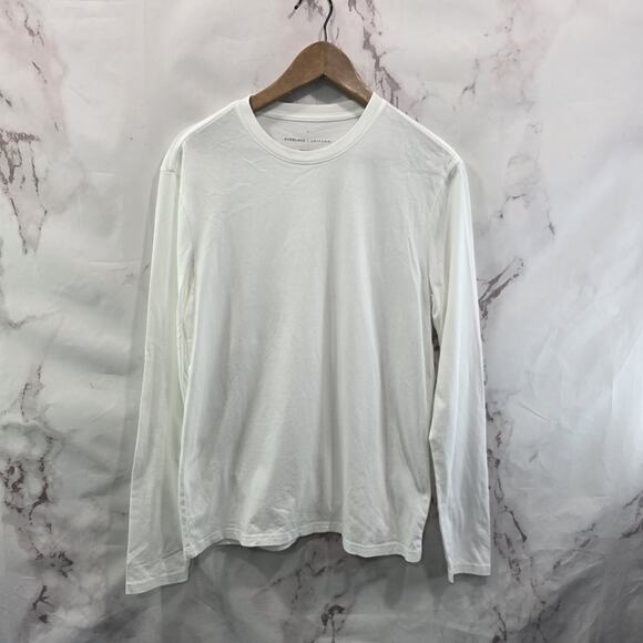 Everlane Shirt Mens Small White Long Sleeve Crew Cotton T Tee Uniform - Picture 1 of 10
